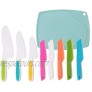 wexpw 9 Pieces Kids Kitchen Knife Set Plastic kids Cooking Supplies Knife and Cutting Board Firm Grip Kids Chef Nylon Cooking Knife for Fruit Cake Salad Lettuce Knife