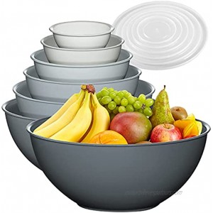 12 Piece Plastic Mixing Bowls Set Colorful Nesting Bowls with Lids 6 Prep Bowls and 6 Lids Color Food Storage for Leftovers Fruit Salads Snacks and Potluck Dishes Microwave and Freezer Safe