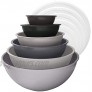 edge Plastic Mixing Bowls 12 Piece Nesting Set 6 Prep Bowls and 6 Lids for Baking Cooking and Storing Charcoal