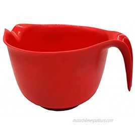 Glad Mixing Bowl with Handle – 3 Quart | Heavy Duty Plastic with Pour Spout and Non-Slip Base | Dishwasher Safe Kitchen Supplies for Cooking and Baking Red