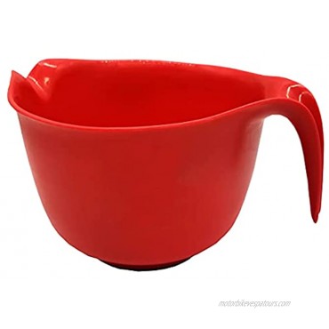 Glad Mixing Bowl with Handle – 3 Quart | Heavy Duty Plastic with Pour Spout and Non-Slip Base | Dishwasher Safe Kitchen Supplies for Cooking and Baking Red