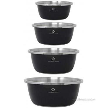 Gourmet Home Products 4 Piece Stainless Steel Mixing Bowls for Kitchen Black