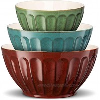 KooK Color Ceramic Mixing Serving Bowls Large Medium Small Nesting Set of 3