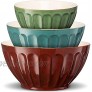 KooK Color Ceramic Mixing Serving Bowls Large Medium Small Nesting Set of 3