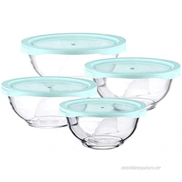 Luvan Glass Salad Bowls,Set of 4 Glass Mixing Bowls 1 1.5 2.5 3.7 QT,Microwave,Freezer,Oven and Dishwasher Safe,for Mixing Storage Serving