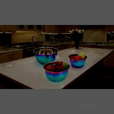 Mixing Bowl Set 18 8 Stainless Steel Rainbow Salad Bowls 3 Piece Colorful Nesting Bowl Deep for Chef Prep Cooking Baking Salad Fruit Food Preparation Cake Measure Bowl Includes 1.5 L 2.5L 4L