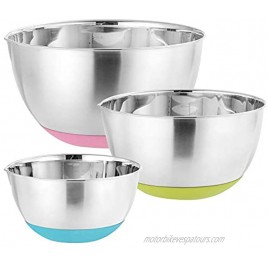 Mixing Bowl Set of 3 Mixing Bowl with Spout Stainless Steel Mixing Bowl with Non-skid Silicone Bottom Metal Bowl Kitchen Cooking Baking Bowl 1.5l 3.5L 5L