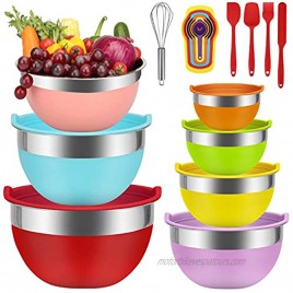 Mixing Bowls Babyltrl Mixing Bowls Set 18pcs Kitchen Tools Stainless Steel Nesting Mixing Bowls with Lids Size 7 6 5 4 3 2 1.5 QT 7 Colors Kitchen Bowls for Mixing Serving & Prepping