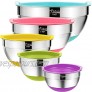 Mixing Bowls with Airtight Lids Wildone Stainless Steel Nesting Mixing Bowls Set of 5 with Non-Slip Colorful Silicone Bottoms Size 7 3.5 2.5 2 1.5QT Ideal for Mixing & Serving
