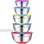 Olebes Stainless Steel Mixing Bowls with Airtight Lids Set of 5 Nesting Mixing Bowls Set Non Slip Colorful Silicone Bottom Size 8 5 3 2.5 1.5 QT Great for Mixing Cooking Prepping