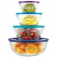 Pyrex 8-piece 100 Years Glass Mixing Bowl Set Limited Edition Assorted Colors Lids