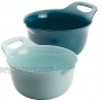 Rachael Ray Tools and Gadgets Nesting Stackable Mixing Bowl Set with Pour Spouts and Handle 2 and 3 Quarts Light Blue and Teal