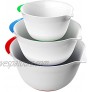 Vremi 3 Piece Plastic Mixing Bowl Set Nesting Mixing Bowls with Rubber Grip Handles Easy Pour Spout and Non Slip Bottom Three Sizes Small Large Capacity for Kitchen Baking or Salad White Multi