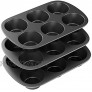 3 Pack Nonstick Muffin Pan Carbon Steel Cupcake Pan Easy to Clean and Perfect for Making Muffins or Cupcakes 6 Cup Jumbo