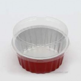 4oz 130ml Red color aluminum muffin & cake baking pans with clear Plastic Lids 30