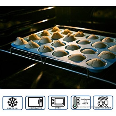 Amison Mini Muffin Pan 24 Cups Silicone Cookies Cupcake Bakeware Tin Soap Tray Mould Non Stick BPA-Free Dishwasher Safe