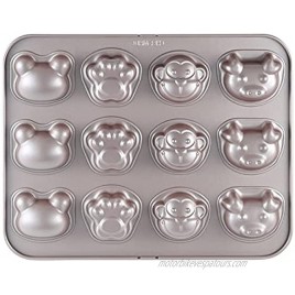 CHEFMADE Pet Cake Pan 12-Cavity Non-Stick Animal Muffin Bakeware for Oven Baking Champagne Gold