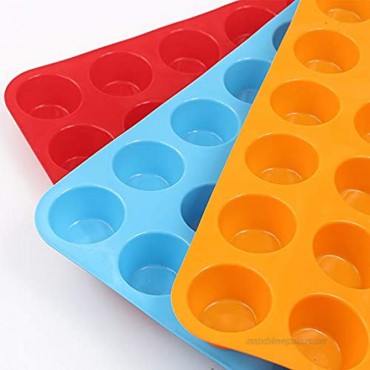 Cozihom Silicone Muffin Pan Cupcake Pan 24 Cups Food Grade Egg Muffin Baking Silicone Molds Non-stick 3 Pcs