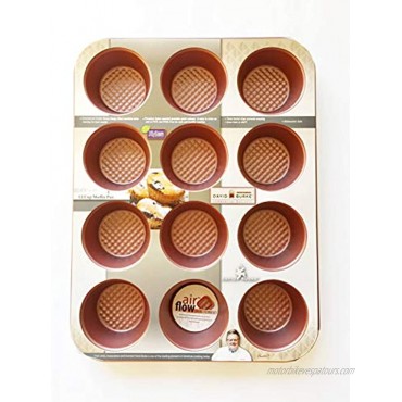David Burke Kitchen Commerical Weight 12 Cup Muffin Rose Gold Bakeware