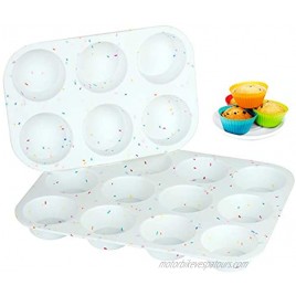 Delidge 2 Pack Silicone Muffin Pan Non-Stick Muffin Tins Set Regular 12 Cups Muffin Pan and Mini Cupcake Pan for Baking Mold Muffin Cupcake Pan 100% Food Grade BPA Free