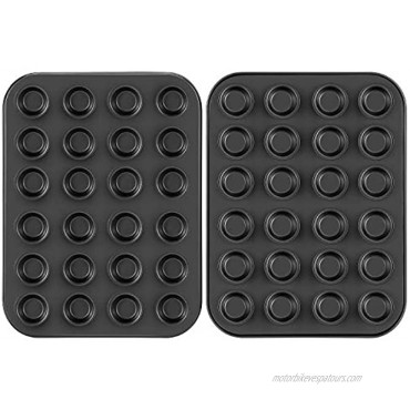 Flexzion Muffin Pan Tray Set of 2 24 Cups Nonstick Carbon Steel Mini Cupcake Molds Non-Stick Bakeware Kitchen Accessories for Baking Cupcakes Muffins Brownies Snacks Oven Fridge Safe