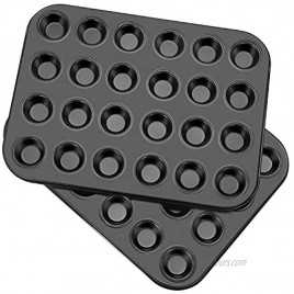Flexzion Muffin Pan Tray Set of 2 24 Cups Nonstick Carbon Steel Mini Cupcake Molds Non-Stick Bakeware Kitchen Accessories for Baking Cupcakes Muffins Brownies Snacks Oven Fridge Safe