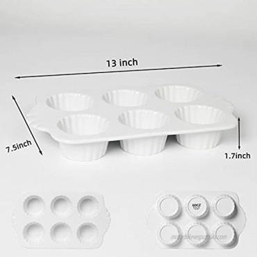 GDCZ Ceramic 6 Cups Cupcake Baking Pan Muffin Pan Non-Stick Set of 2 Each cup holds 3 oz White