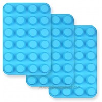 homEdge 24-Cup Silicone Mini Muffin Pan 3 Packs Non-Stick Muffin Molds for Cupcake Tarts Blue