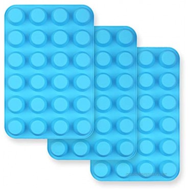 homEdge 24-Cup Silicone Mini Muffin Pan 3 Packs Non-Stick Muffin Molds for Cupcake Tarts Blue