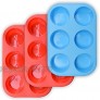 homEdge 6-Cup Silicone Muffin Pan Pack of 3 Non-Stick Muffin Cupcake Molds-Blue and Red