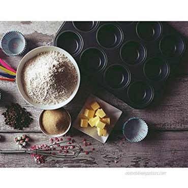 Kingrol 12-Cup Muffin & Cupcake Pans Set of 3 Baking Pans Non-stick Bakeware Standard