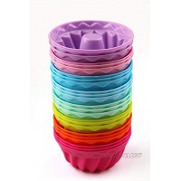 SmartKitch Mini Fluted Tube Silicone Baking Molds Muffin Cups 24-Count in 8 Colors