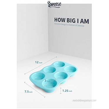 Sweese 517.102 Porcelain Muffin Pan Non-Stick Cupcake Baking Pan 6 Cups Each cup holds 3 oz Turquoise
