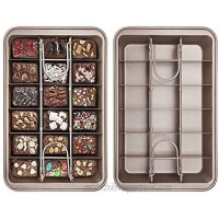 Tobepico Non Stick Brownie Pan with Built-In Slice，High Carbon Steel Baking Pan Durble and Long-Lasting 18 Pre-slice Brownie Baking Tray,Lightweight,flexible and Dishwasher Safe.