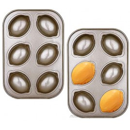 TOPZEA 2 Pack Muffin Pan 6-Cup Non Stick Muffin Pan Lemon Shaped Baking Mold Cake Mold Cupcake Pan for Oven Quick Release Bakeware for Pudding Dessert Mousse Gold