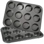 WOWOSS Set of 2 Muffin Pan 12-Cup Bakeware Non-stick Cupcake Baking Pan Heavy Duty Carbon Steel Muffin Tray Standard Baking Mold Pan for Oven Baking