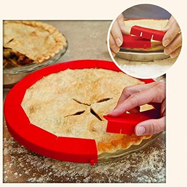 2 Pie Crust Protector Shield and pizza cutter wheel,Adjustable Silicone Pie Crust Shield Cover Kitchen Tool for Baking Pie Pizza Fit 8-11.4 Inch Pies