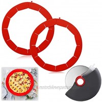 2 Pie Crust Protector Shield and pizza cutter wheel,Adjustable Silicone Pie Crust Shield Cover Kitchen Tool for Baking Pie Pizza Fit 8-11.4 Inch Pies