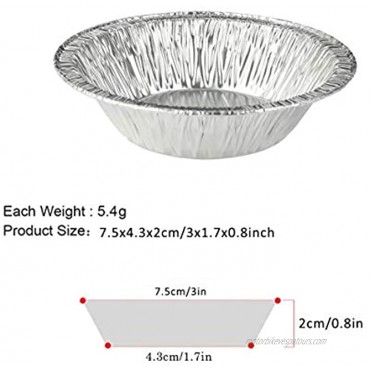 3-Inch Disposable Aluminum Foil Mini Tart Pie Pan Freezer & Oven Safe Disposable Aluminum For Baking Cooking Storage & Reheating Pack of 50