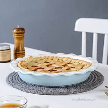Ceramic Baking Pie Pan Dish 10 Inches Round Baking Dish for Dinner Non Stick Pie Plate with Soft Wave Edge for Apple Pie Pumpkin Pie Pot Pies
