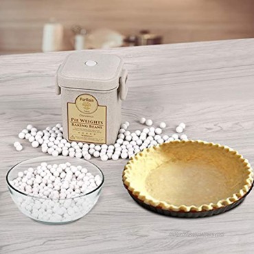 Ceramic Pie Weights Reusable 10mm Baking Beans Pie Crust Weights Natural Ceramic Stoneware with Wheat Straw Container