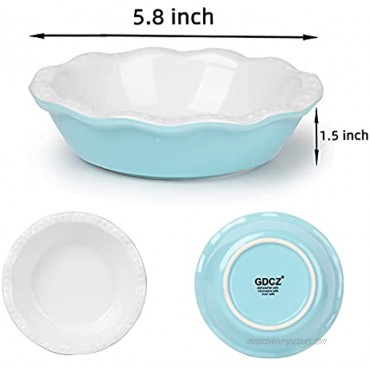 GDCZ Ceramic Mini Pie Pan Set of 4 Porcelain Individual Stackable Pie Tins，5.8-Inch 8OZ Blue