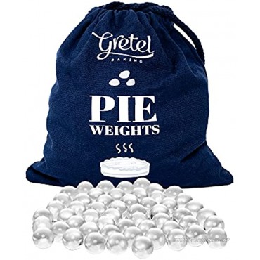 Gretel Baking Glass Pie Weights | Dust Free | Heat Safe | Borosilicate Glass | Baking Beans with Drawstring Bag for Blind Baking Pie Crusts | 2.5 Pounds
