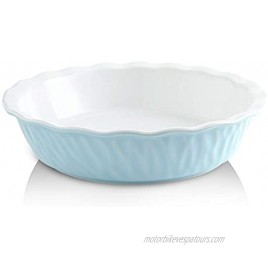 KOOV Ceramic Pie Pan 10 Inches Pie Dish Pie Plate for Dessert Kitchen Round Baking Dish Pan for Dinner Texture Series Sky