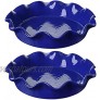 LE TAUCI Ceramic Pie Pans for Baking 11 Inches Deep Dish Pie Plate for Apple Pie Pot Pie 46 Ounce Baking Dish with Ruffled Edge Set of 2 Blue