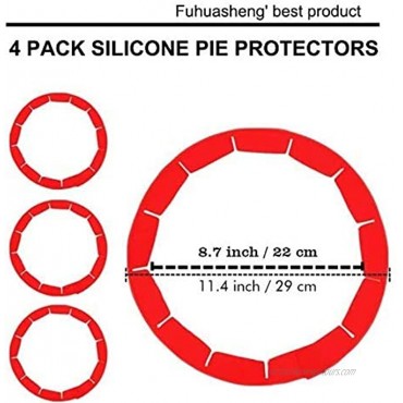 Pie Crust Shield,Silicon Pie Crust Shield,Pie Crust Shield,Pie Crust Protector Shield for Baking Pie Fit 8 Inch to 11.4 Inch Diameter Pies 4 Pieces Red