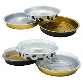 Set of 12 MYStar 6 Round Shape Non-stick Aluminum Baking Cups Mini Pizza Pans Pie Tins Pastry Mold with Lids 3 colors Gold Millcow Black&Gold