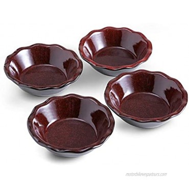 SIDUCAL 4 Pack Ceramic Pie Pans Pie Plate for Baking 5.5 Inches Mini Pie Dishes Round Baking Dish with Ruffled Edge for Cooking Dessert Dinner Kitchen wine-colored