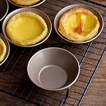 Suwimut 4 Pack Mini Pie Pans 5 Inches Carbon Steel Round Nonstick Bakeware Set for Baking Pies Cakes Tart Desserts Gold