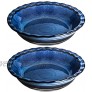 Uniidea 2 Pack Ceramic Pie Pan for Baking,11 Inches Pie Plate for Kitchen,52ounce Round Ceramic Baking Dish Pan,Gradient Series Navy Blue